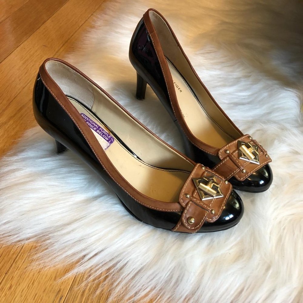 Tommy Hilfiger Black and Brown Heels